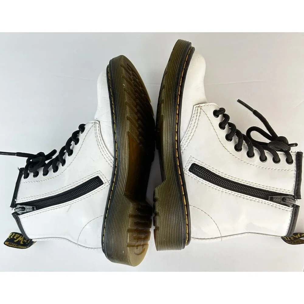 Doc Martens White patent Leather Boots Girls “1460 J” US Size 13